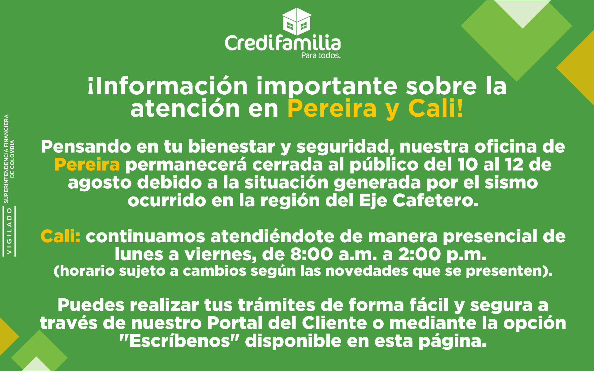Horarios Cali Pereira Emergencia